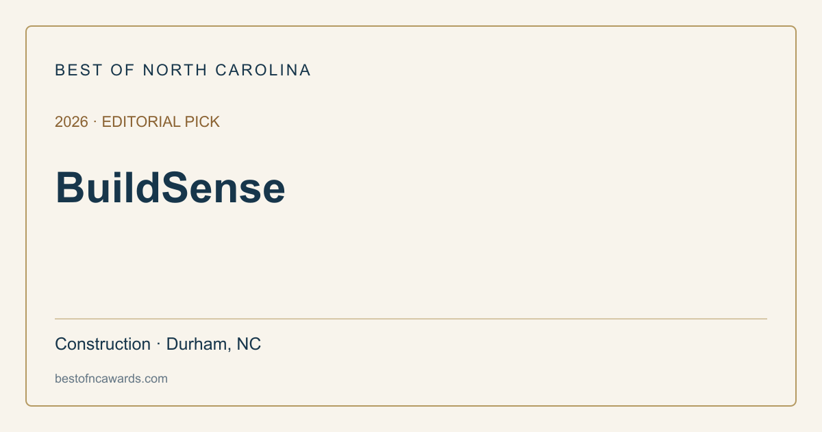 BuildSense — 2026 Editorial Pick | Best of North Carolina